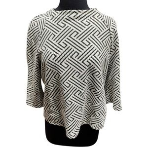 W5 by Anthropologie Geometric Woven Top | Size Large | Red Zipper Detail